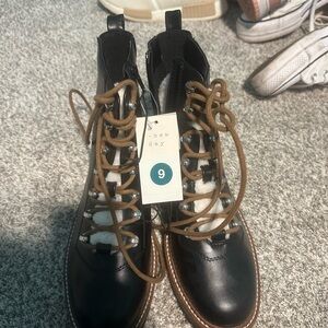A New Day Black and Brown Lace-Up Boots